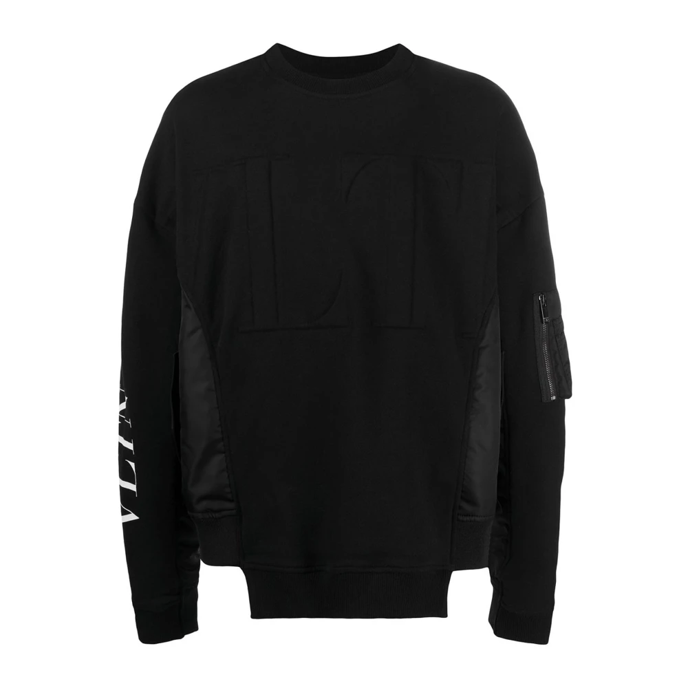 Valentino Zwarte Geëmbosseerde Sweatshirt voor Heren Black Heren