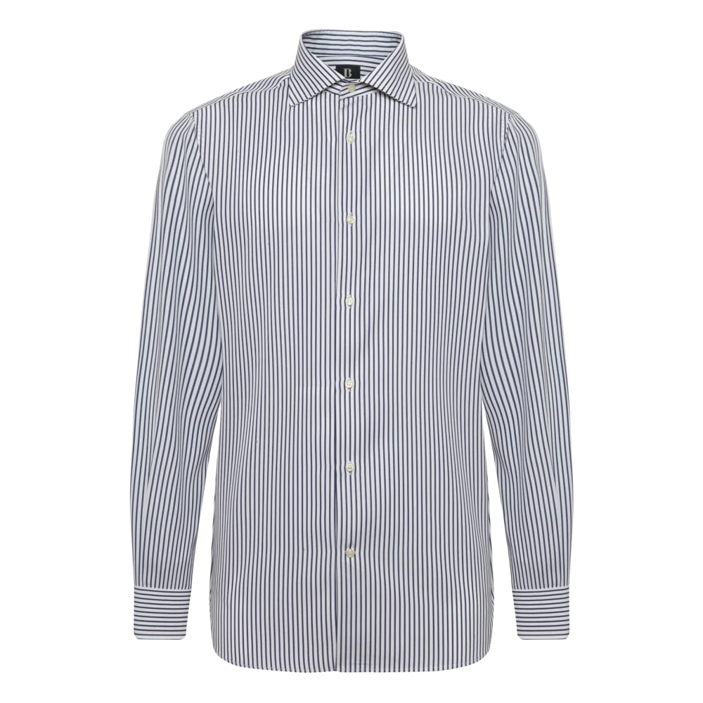 Boggi Milano Regular Fit Gestreept Katoenen Overhemd Blue Heren