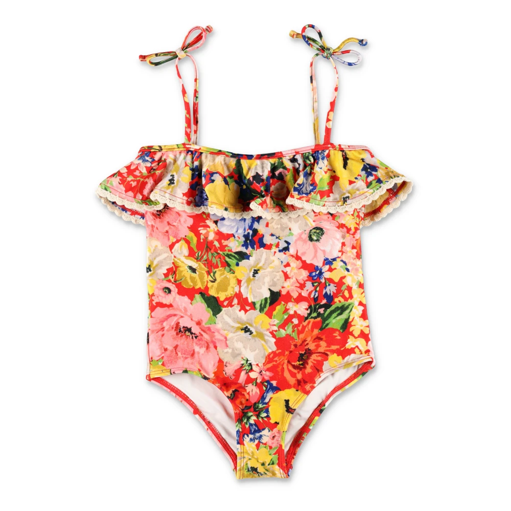 Zimmermann Röd Blommig Frill Baddräkt Multicolor, Flicka