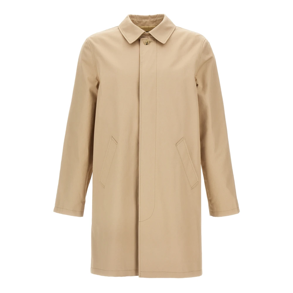 A.p.c. Men's Beige Mac Ville Trench Coat - Single-Breasted Coats - Xl - Coats