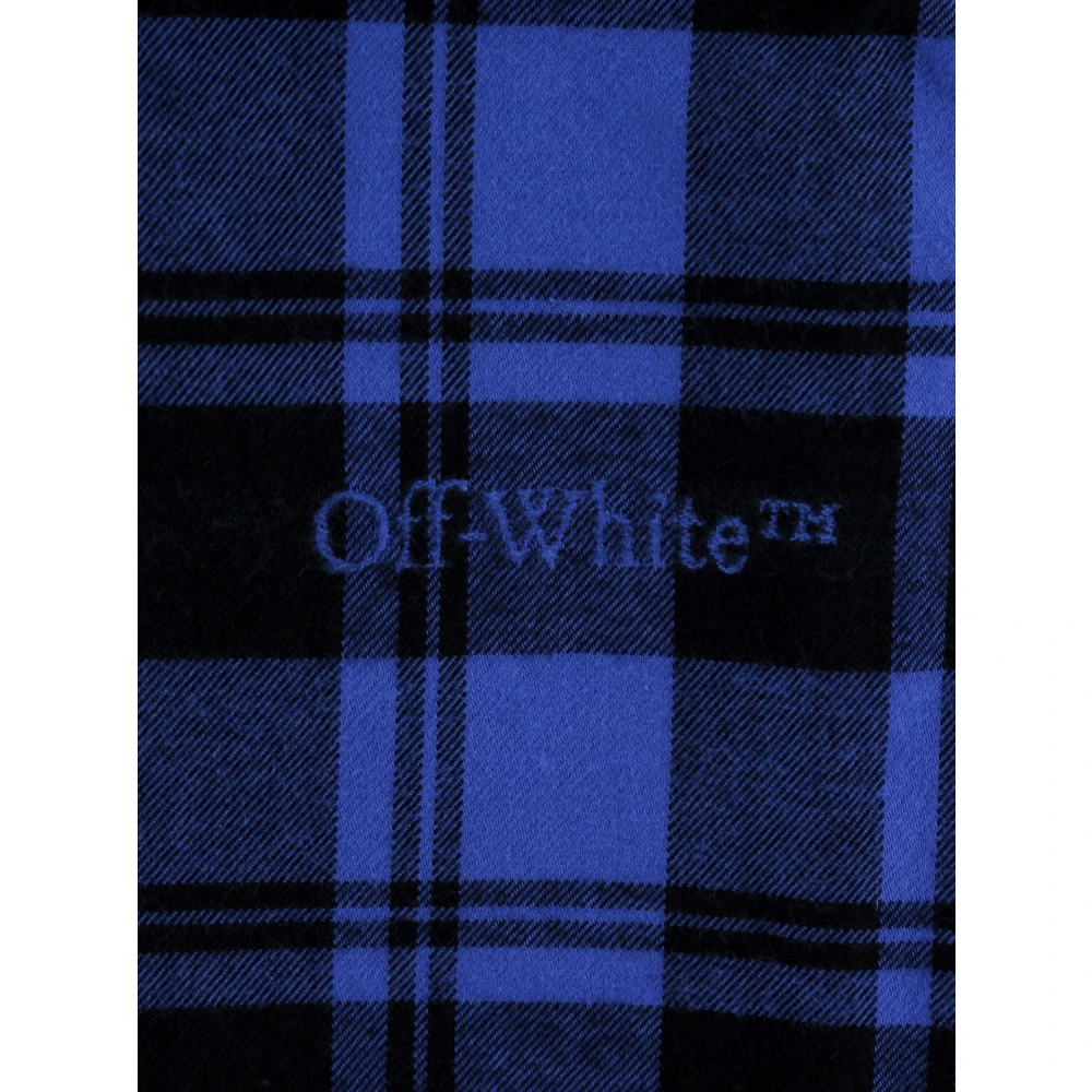 Off White Blauw Geruite Katoenen Overhemd voor Mannen Blue Heren
