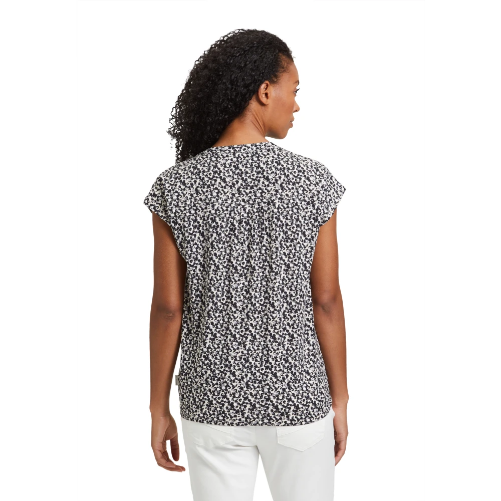 Betty & Co Grafische Blouse met Knoopsluiting Black Dames
