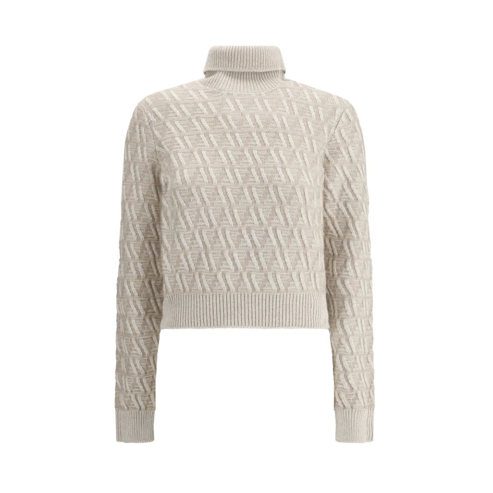 Fendi Zijden Jacquard Coltrui Beige Dames