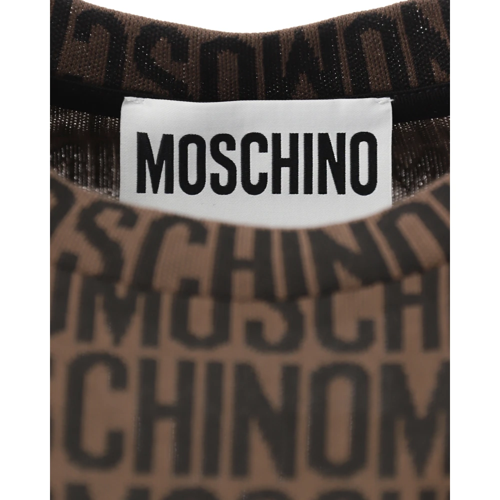 Moschino Jacquard Logo T-shirt Brown Heren
