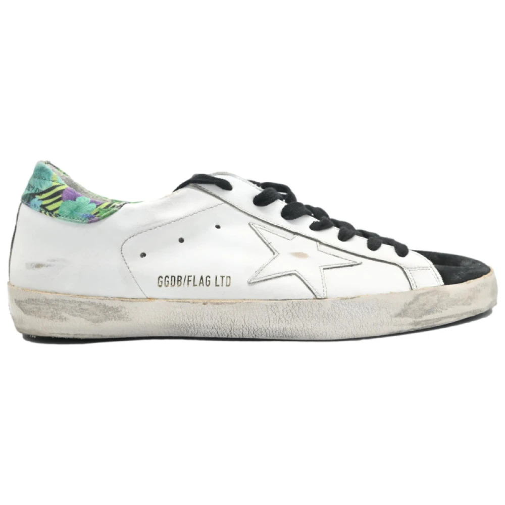 Golden Goose Superstar White Black and Flower Sneakers White, Herr