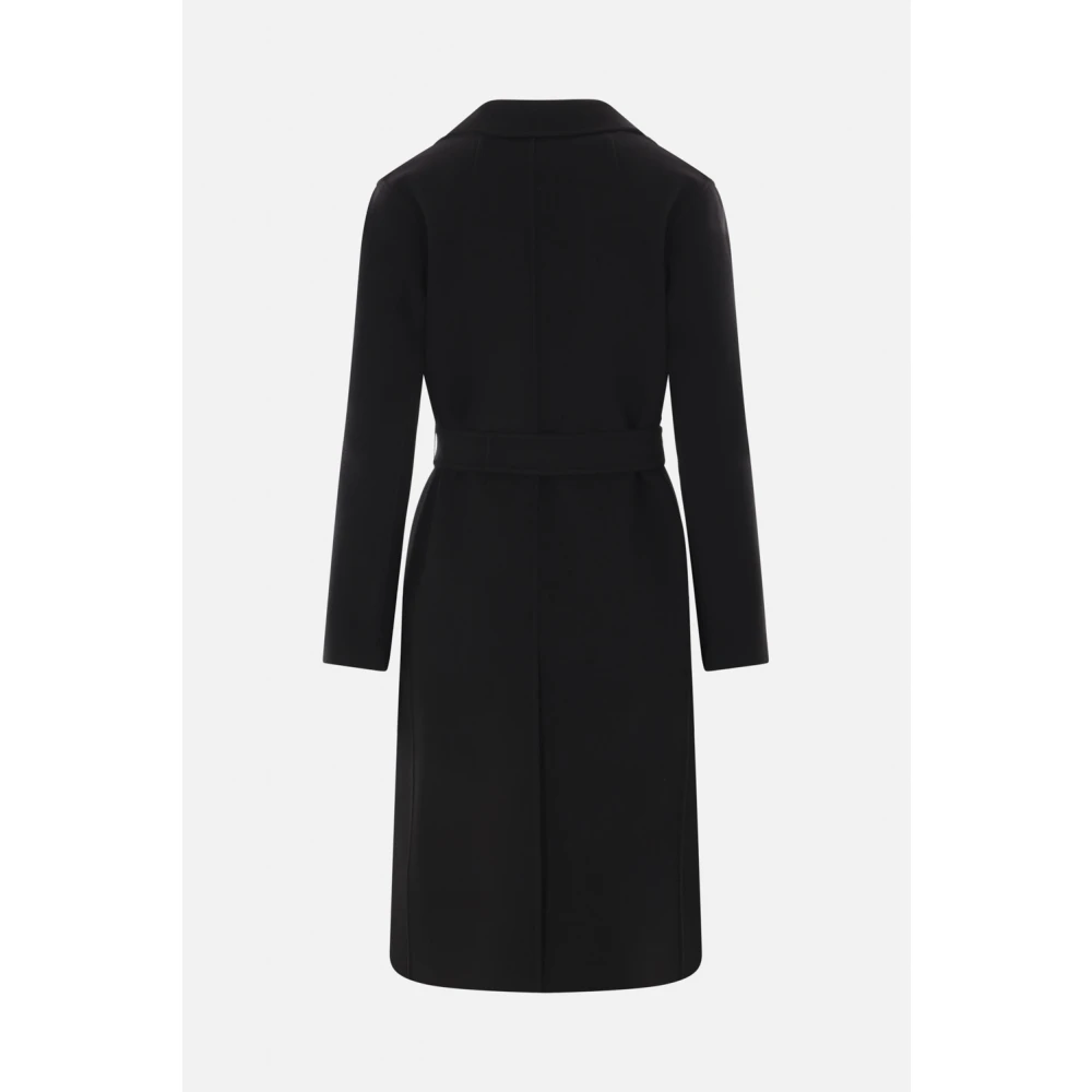Max Mara Zwarte wollen overjas met klassieke revers Black Dames