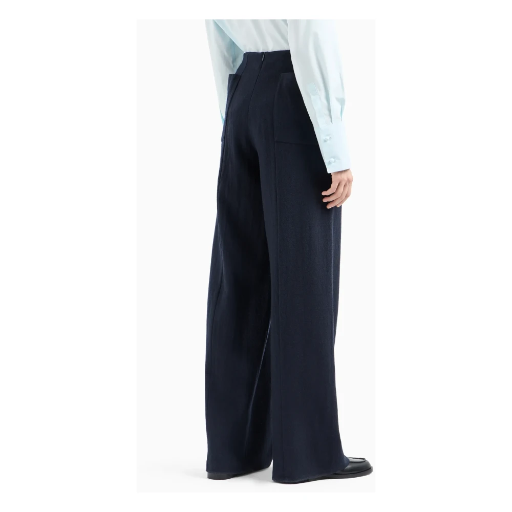 Emporio Armani Nachtblauwe wollen broek met achterzakken Black Dames