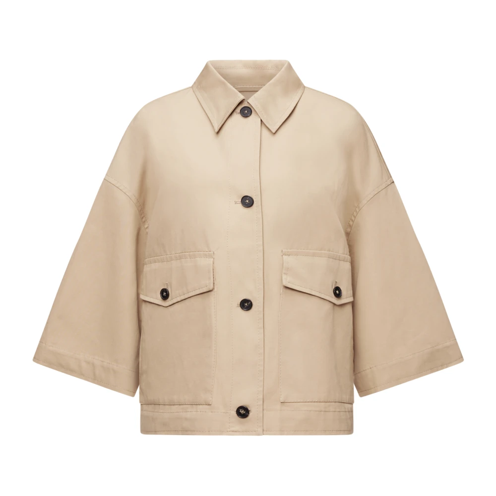 Drykorn Klassieke Katoenen Jas Knoopsluiting 3 4 Mouw Brown Heren