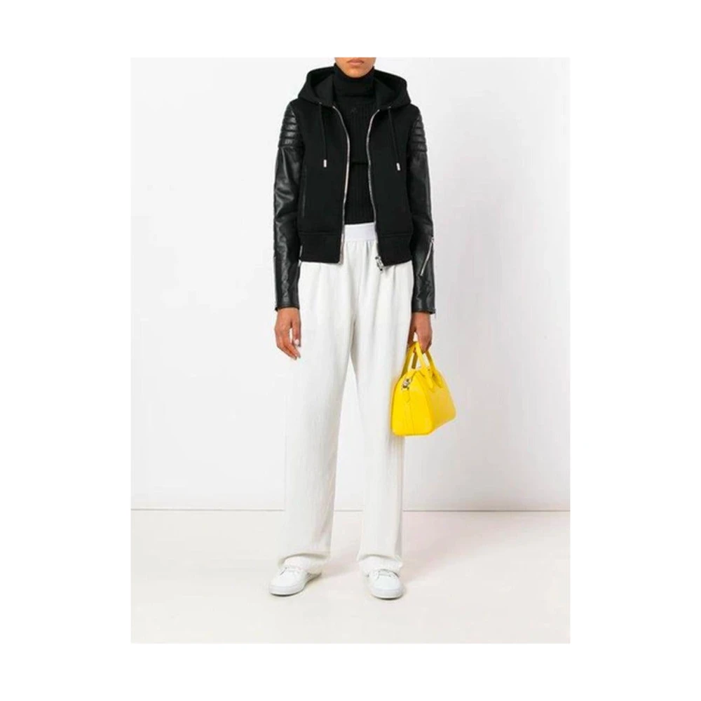 Givenchy Gewatteerde viscosejas met leren inzetstukken Black Dames