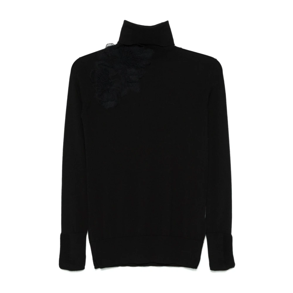 Ermanno Scervino Zwarte Merinowol Gebreide Trui Black Dames