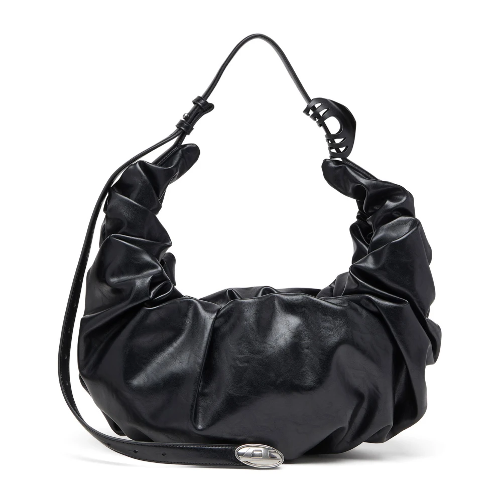 Diesel Vrouw Zwart Tassen Dames, One Size, E Schoudertas Met Oval-D Detail