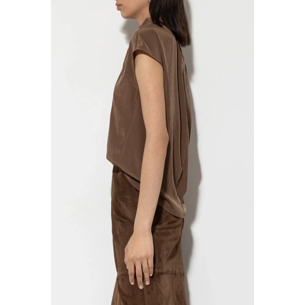 LUISA CERANO Bruine blouse met decoratief kraagontwerp Brown Dames