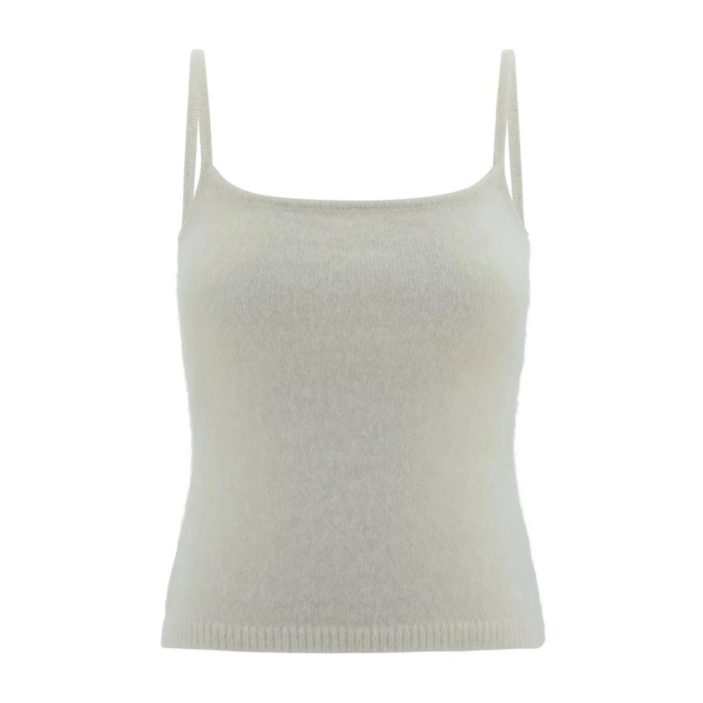 Magda Butrym Monochrome Geribbelde Zoom Dunne Band Top Beige Dames