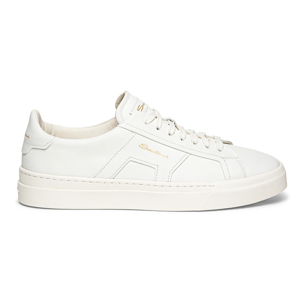 Santoni Dubbelspänne Lädersneakers White, Herr