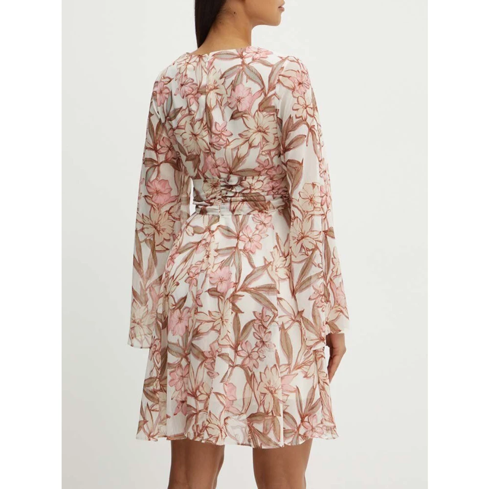 Guess Witte Korte Mouw Jurk Laila Multicolor Dames