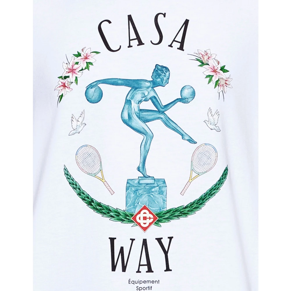 Casablanca Marmer Standbeeld Tennis T-shirt Wit White Heren