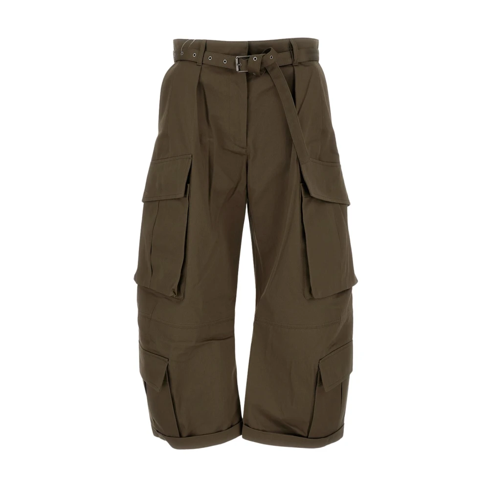 Acne Studios Women's Green Twill Cargo Trousers
