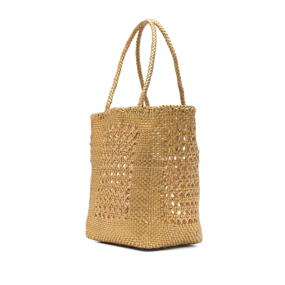 Dragon Diffusion Goudkleurige Metallic Leren Gevlochten Handtas Yellow Dames