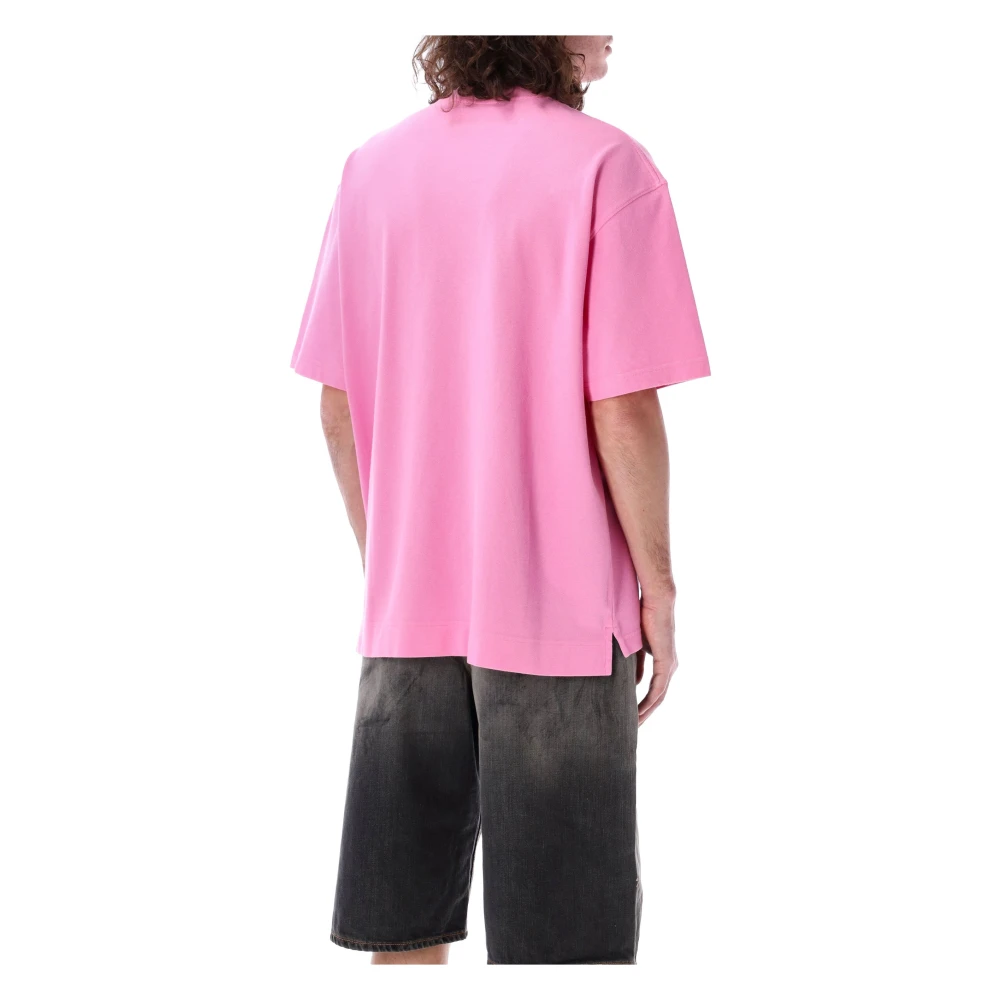 Acne Studios Geborduurd Logo T-Shirt Roze Pink Heren