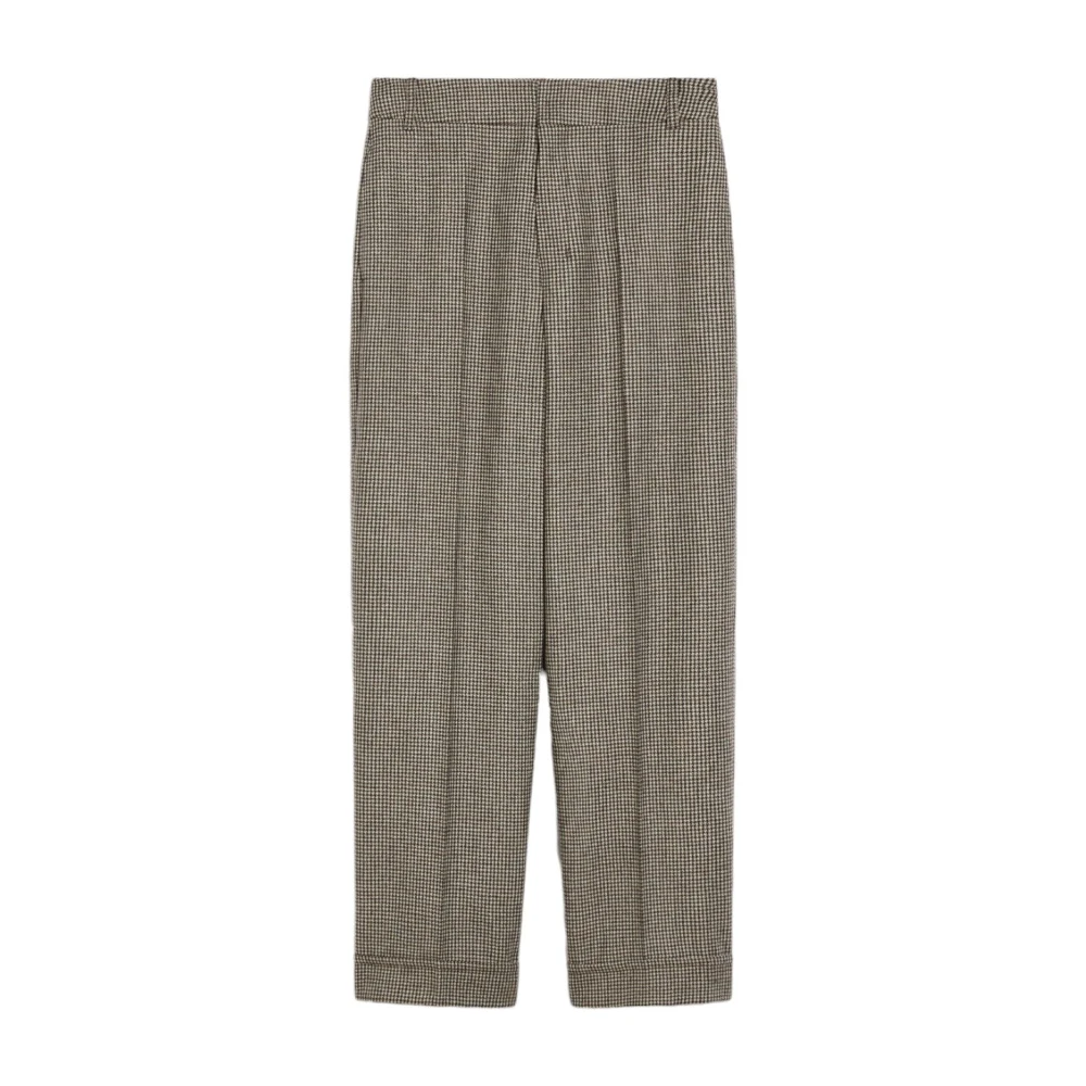 Max Mara Houndstooth Wool Cashmere Palazzo Broek Gray Dames