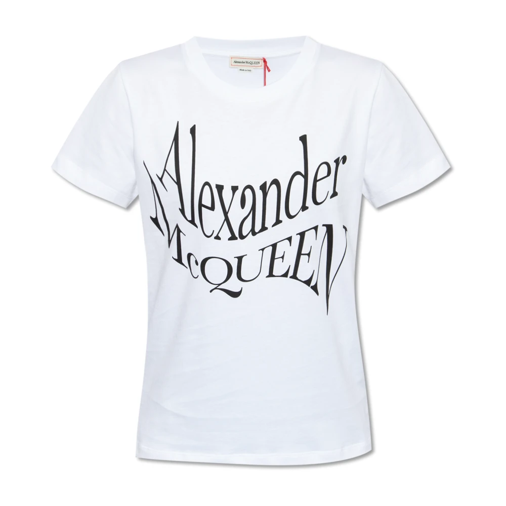 Alexander mcqueen Witte Crew Neck T-shirt met Frontprint White Dames
