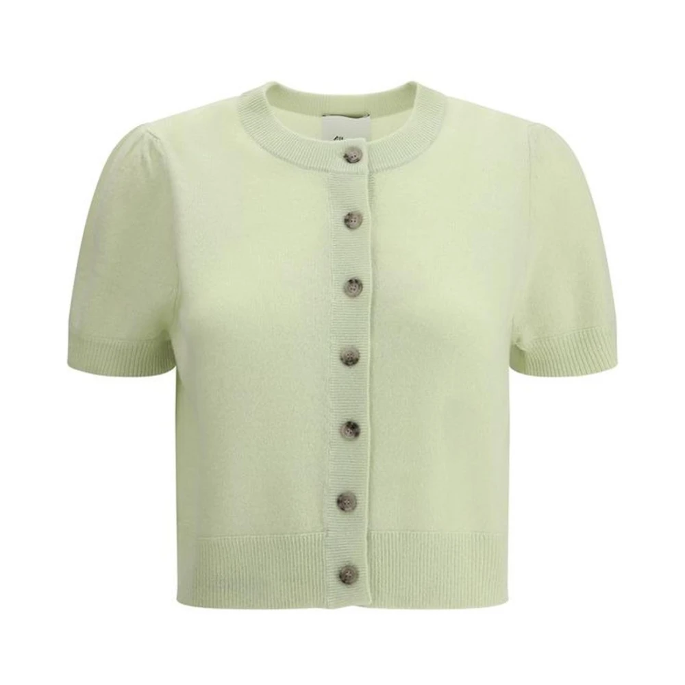 Allude Kasjmier korte mouwen vest met knoopsluiting Green Dames