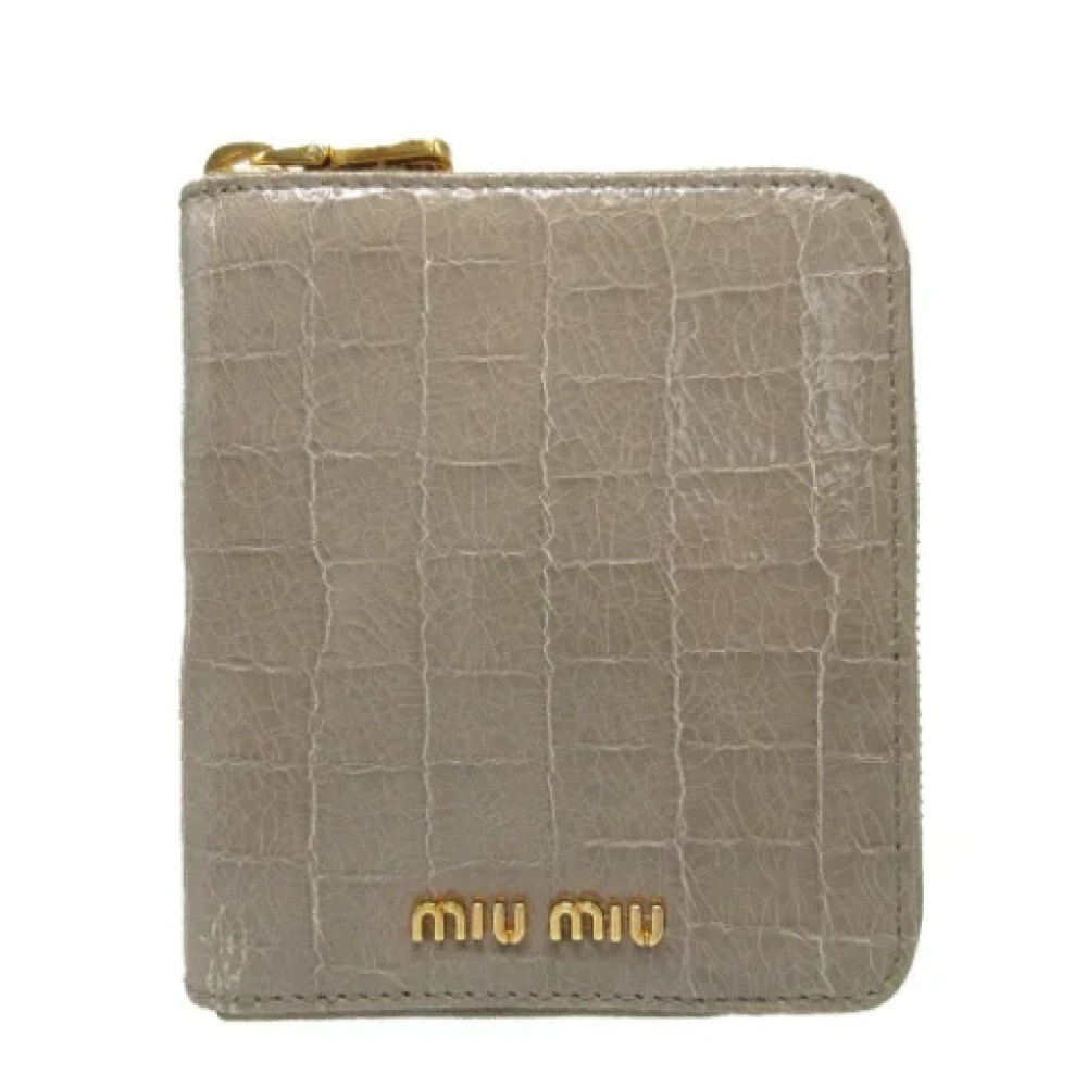 Miu Pre-owned Leather wallets Gray Dames