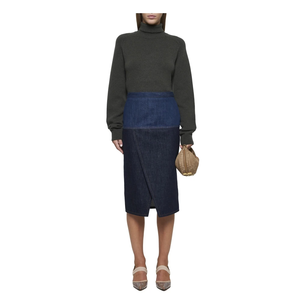 Fendi Donkergroene Cashmere Coltrui Sweater Green Dames