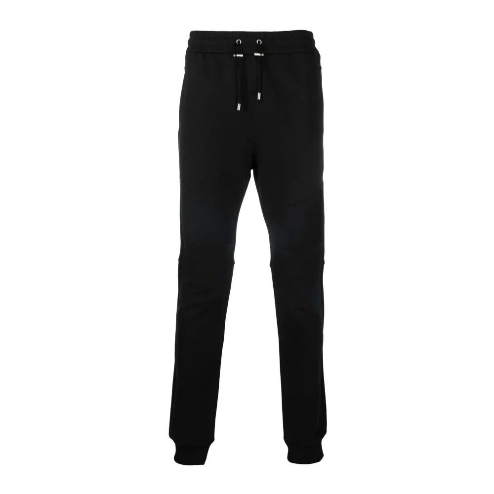 Balmain Black Ribbed Printed Joggers In - Male - Sweatpants - L - Trousers