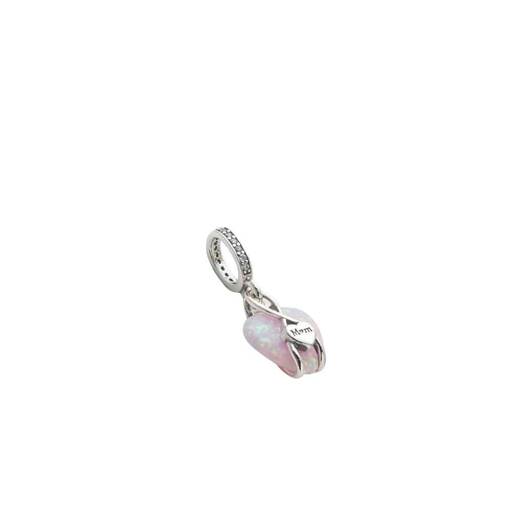 Pandora , Necklaces, Female, Pink, One Size, Mom Opalescent Heart Dangle Charm
