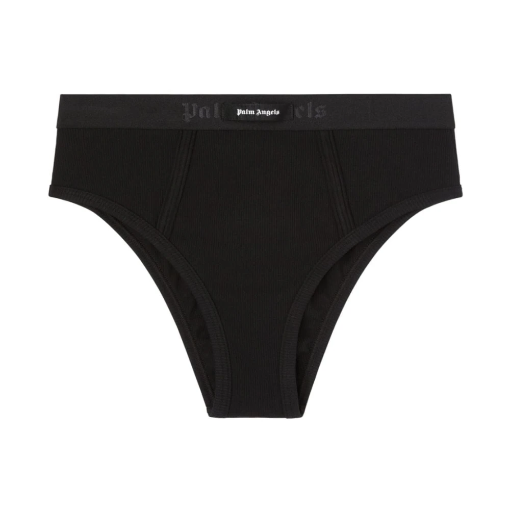 Palm Angels Women's Black Underpants, S, Logo High Waist Underwear