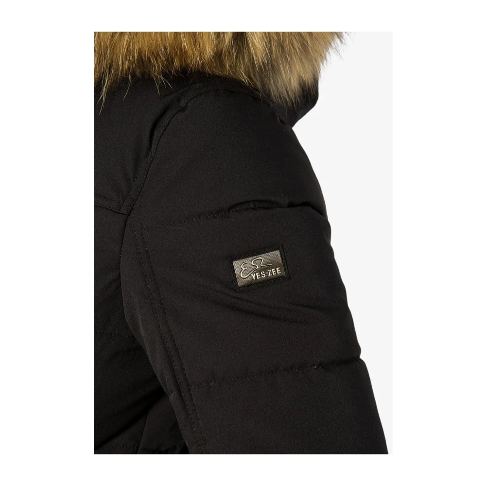 YES ZEE Gewatteerde Hoodie Jas voor Dames in Zwart Black Dames