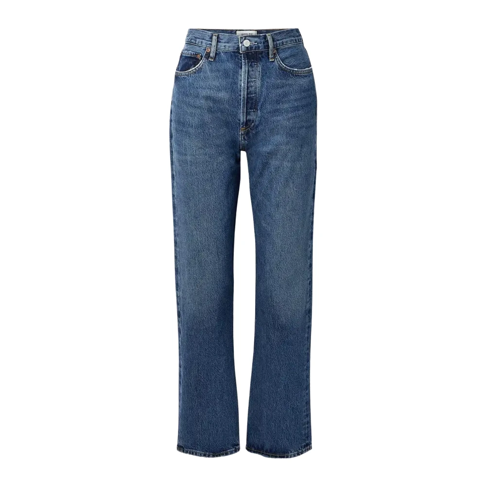 Agolde Retro High Waist Pinch Long Shorts Blue Dames
