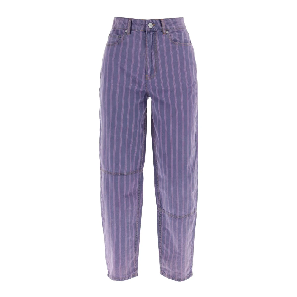 Ganni Gewassen Streep Jeans Purple Dames