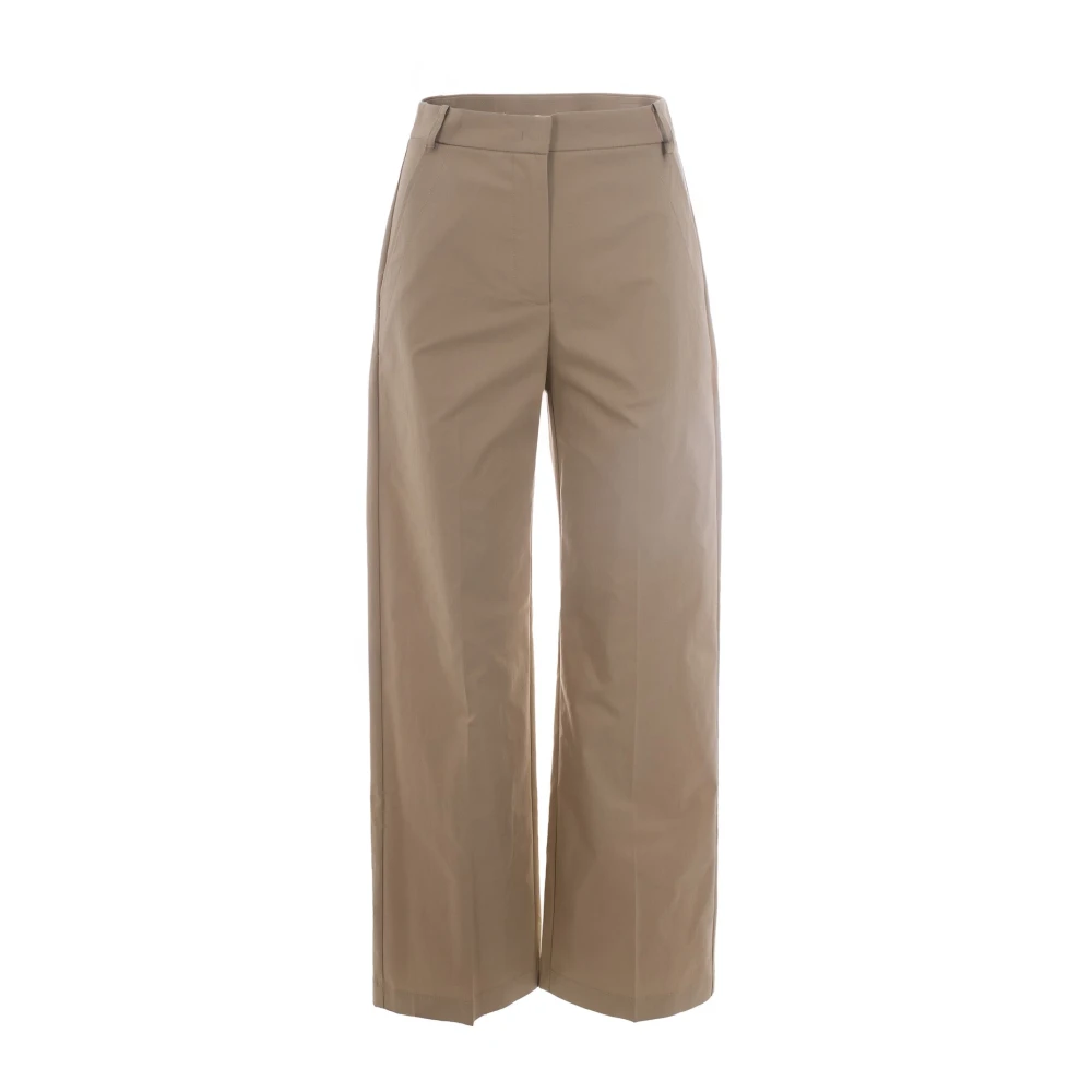 Patrizia Pepe Vrouw Beige Broeken Dames, Xs, Katoen, Wijde Broek