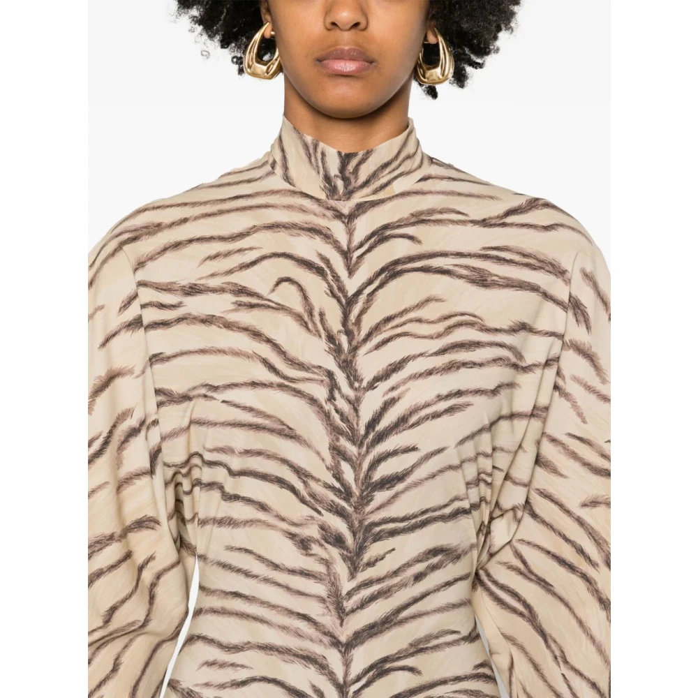 Stella Mccartney Beige Asymmetrische Jurk Achterrits Multicolor Dames