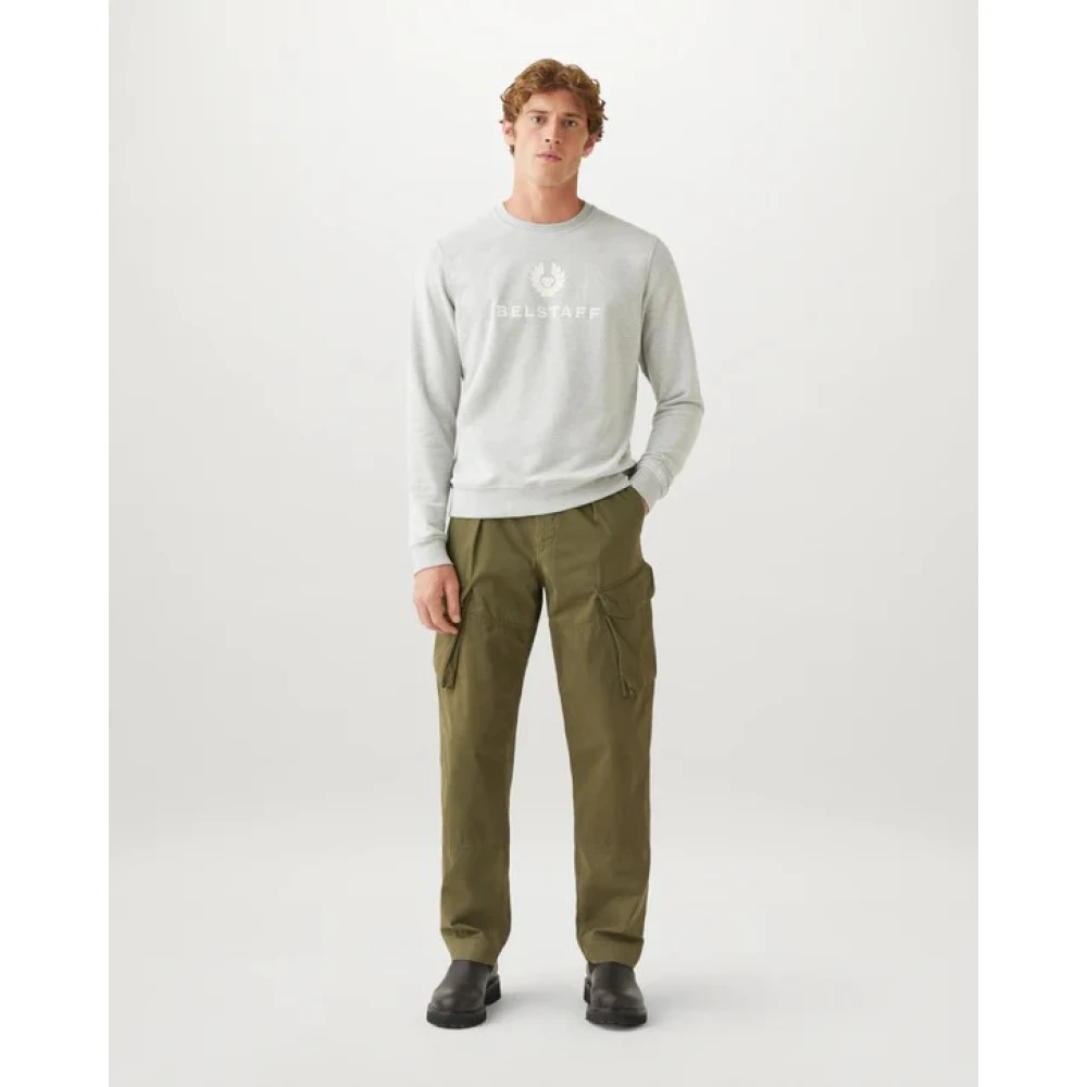 Belstaff Signature Crewneck Sweatshirt met Flock Logo Gray Heren
