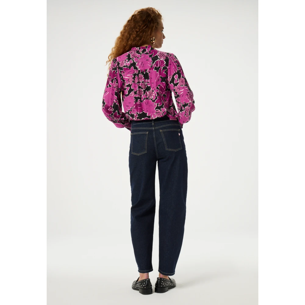 Fabienne Chapot Roze Bloes met Bloemenprint en Mandarin Kraag Multicolor Dames