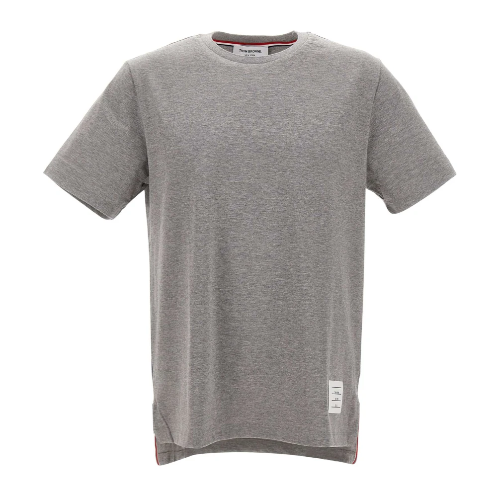 Thom Browne Men's Gray T-Shirts, 2XL, Jersey Relaxed Side Slit Tee