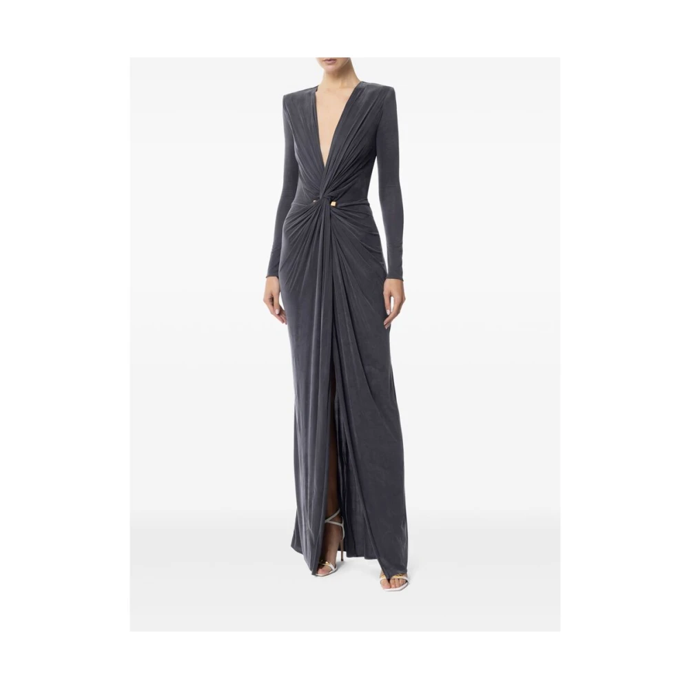 Elisabetta Franchi Grijze Diepe V-hals Jurk Gray Dames