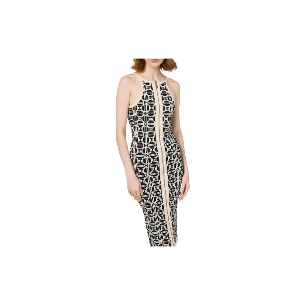Elisabetta Franchi Gebreide Jurk Brown Dames