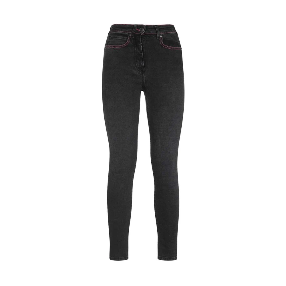 Msgm Contraststiksels Denim Jeans Black Dames