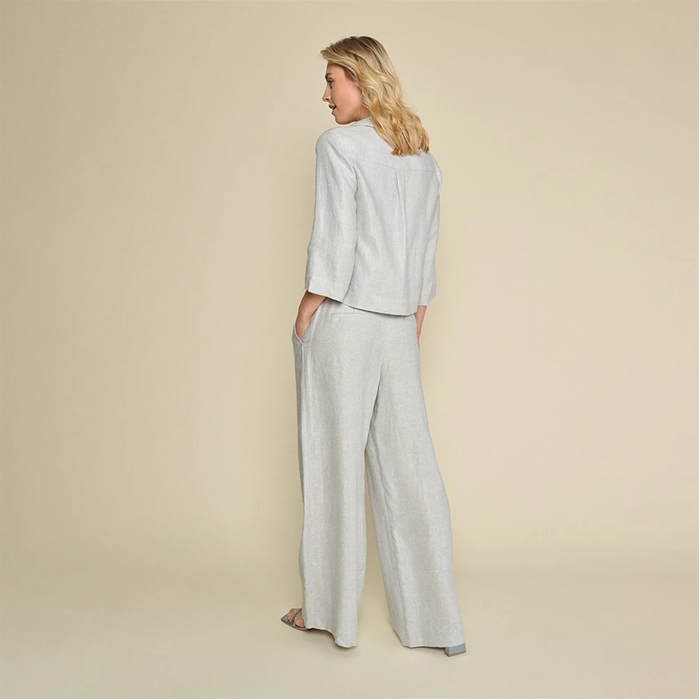Marie Méro Grijze Wijde Pijp Katoen Linnen Broek Gray Dames