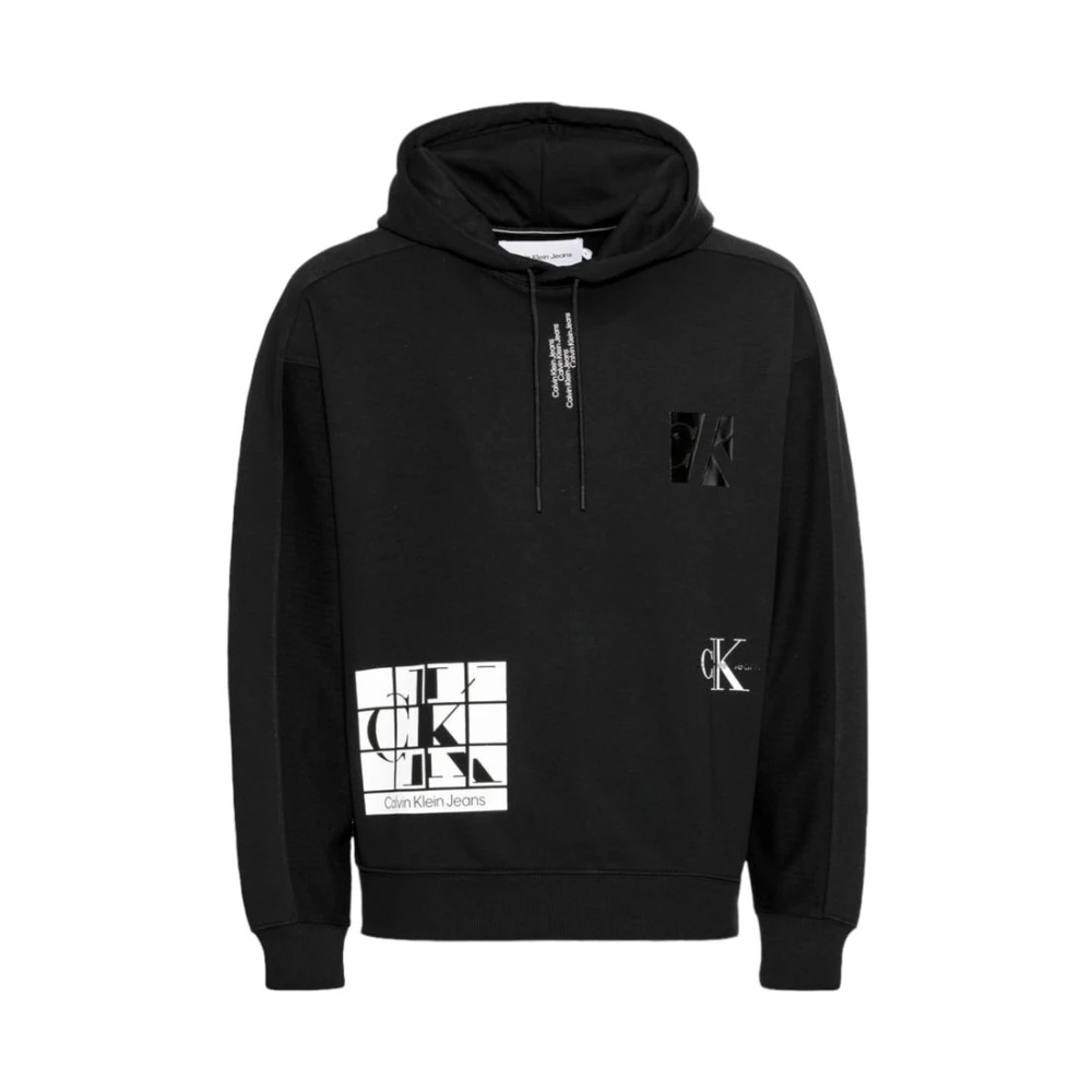 Calvin Klein Men's Black Hoodies,, Cotton Hoodie With Logo Print 2XL