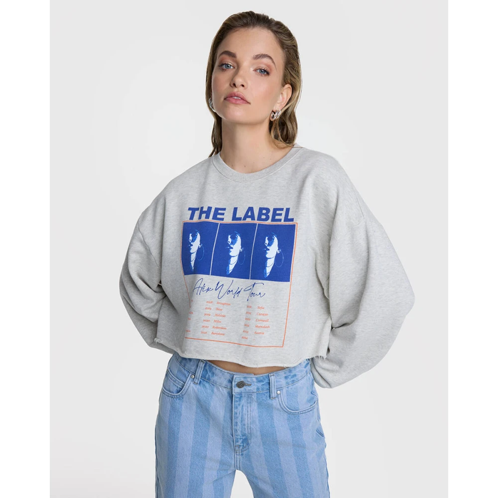 Alix The Label Cropped World Tour Sweater Gray Dames
