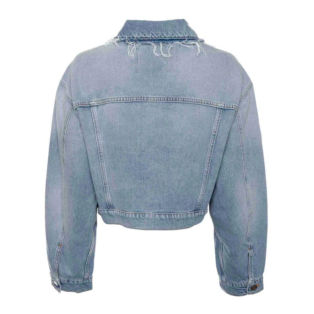 closed Boxy Denim Jack met Destroyed Effecten Blue Heren
