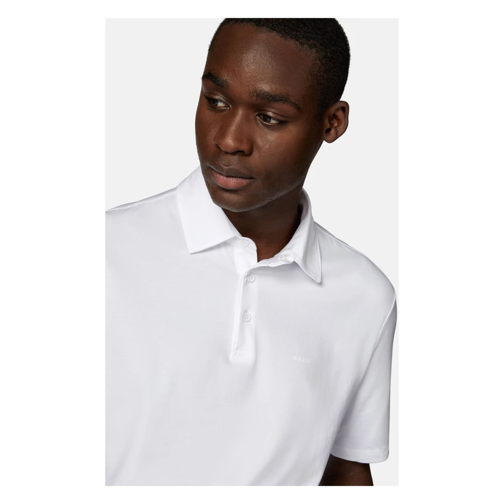 Boggi Milano Poloshirt van stretch Supima katoen White Heren
