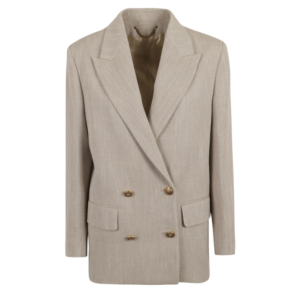 Golden Goose Vintage Olive Outerwear Herringbone Jacket Beige Dames