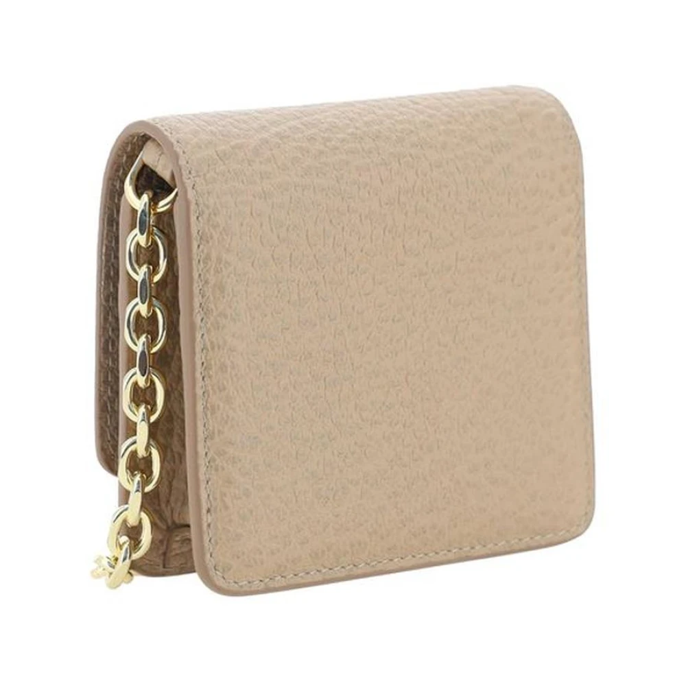 Maison Margiela Leren kettingportemonnee met kaartsleuven Beige Dames