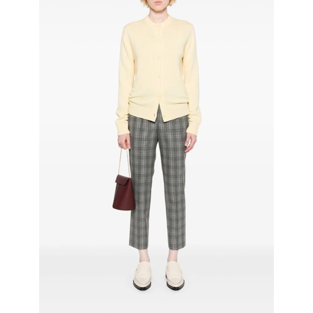 PESERICO Slim Fit Tartan Check Wool Trousers Gray Dames